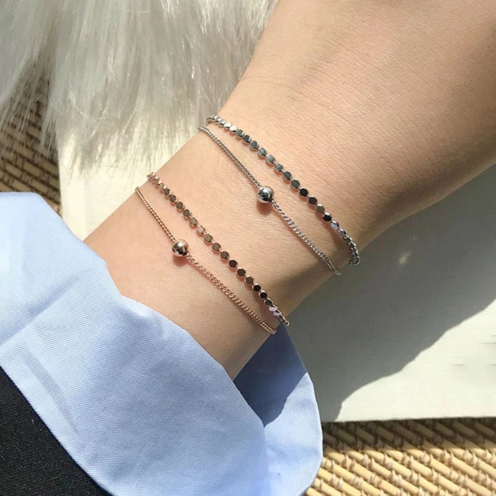 NEW Rose Gold/Sterling Silver Coin Bead Bracelet - Picture 1 of 11